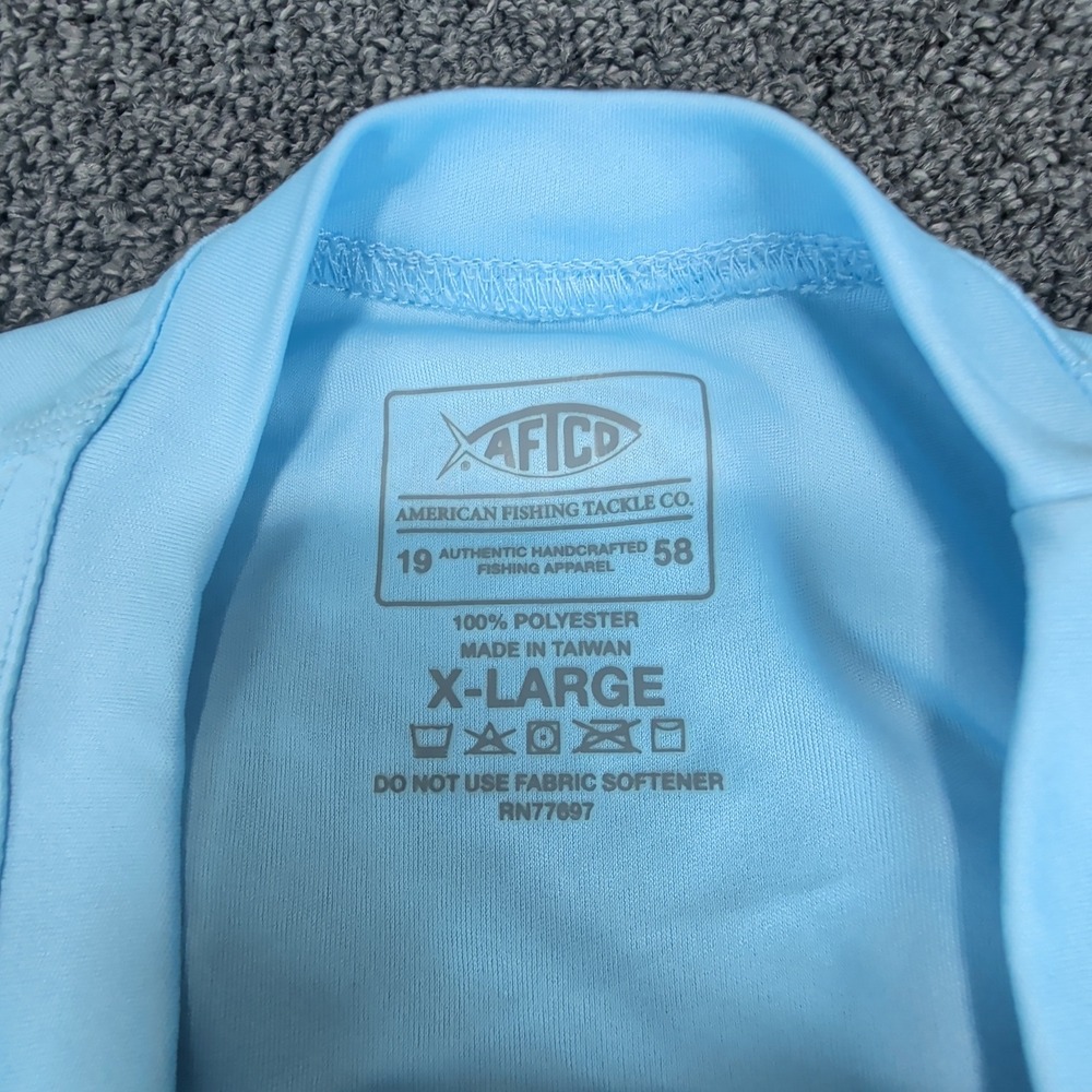 AFTCO Fishing Shirt XL Mens Lot 2 Performance Long Sleeve Sun Shirt Blue White - Picture 6 of 9